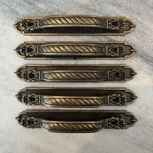 5 Vintage Victorian Hollywood Regency Drawer Pulls Handles Ornate Backplate Hyer